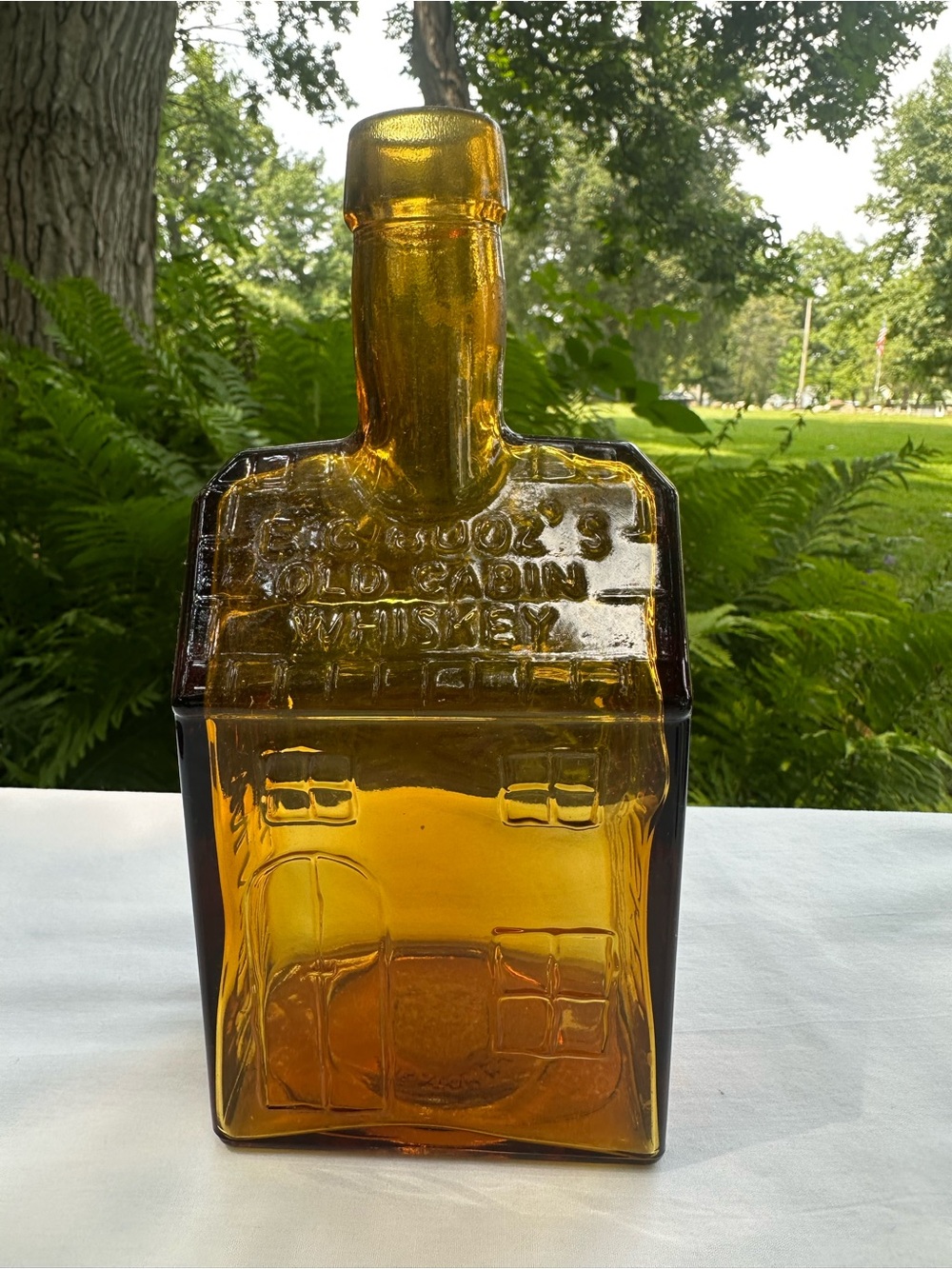 Vintage E.G.Booz's Old Cabin Whiskey Glass Bottle - Amber
